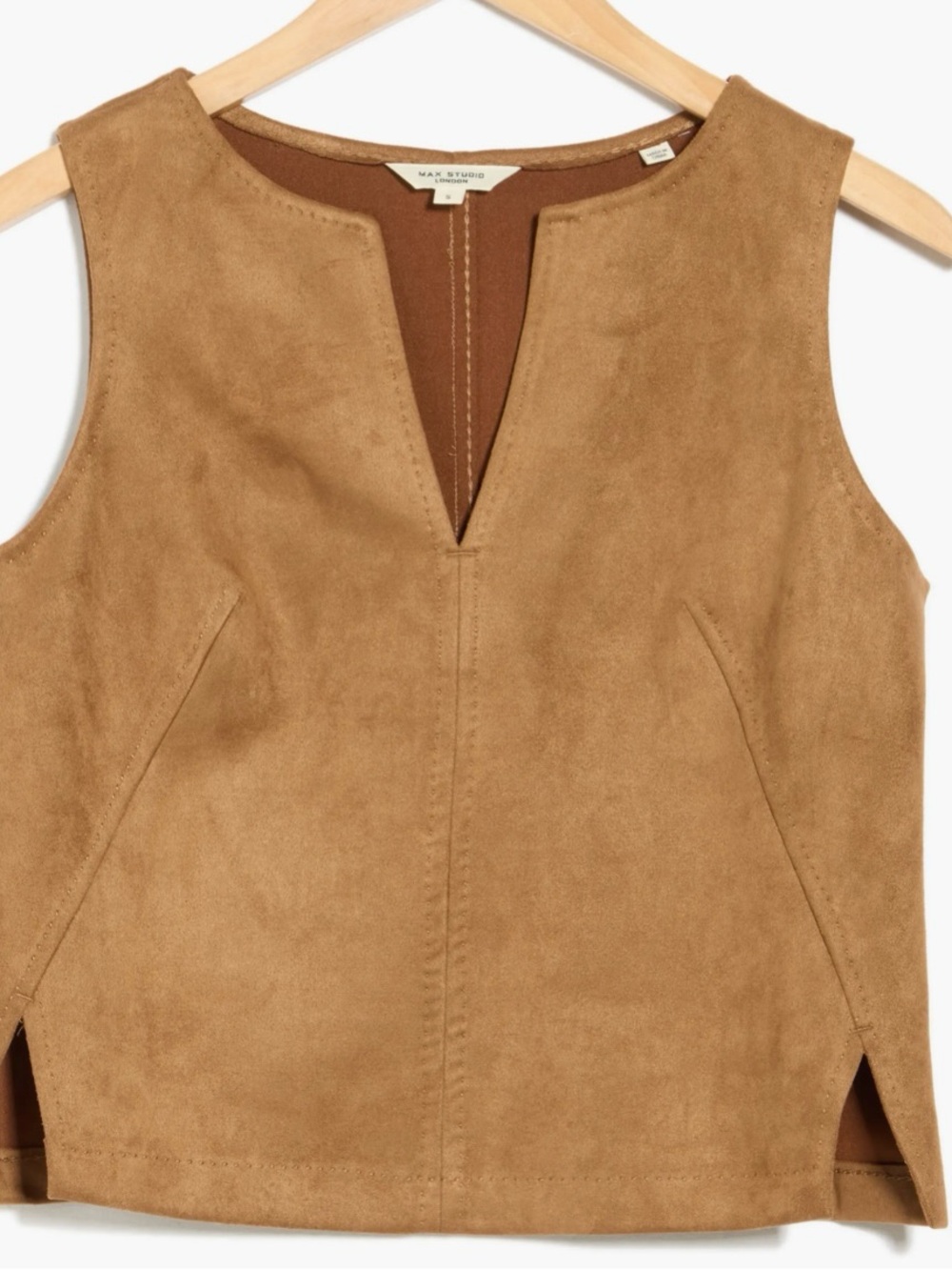 NEW Max Studio faux suede sleeveless blouse top